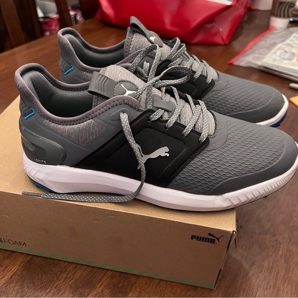 Puma Ignite Elevate Men’s Golf Shoes Gray and Black 9.5 Regular Soft Spikes - Picture 1 of 11